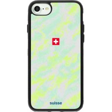 Coque iPhone 7 / 8 / SE (2020, 2022) - Silicone rigide noir Maillot de football Suisse Away 2026 personnalisable