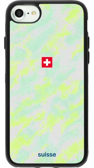 Coque iPhone 7 / 8 / SE (2020, 2022) - Silicone rigide noir Maillot de football Suisse Away 2026 personnalisable