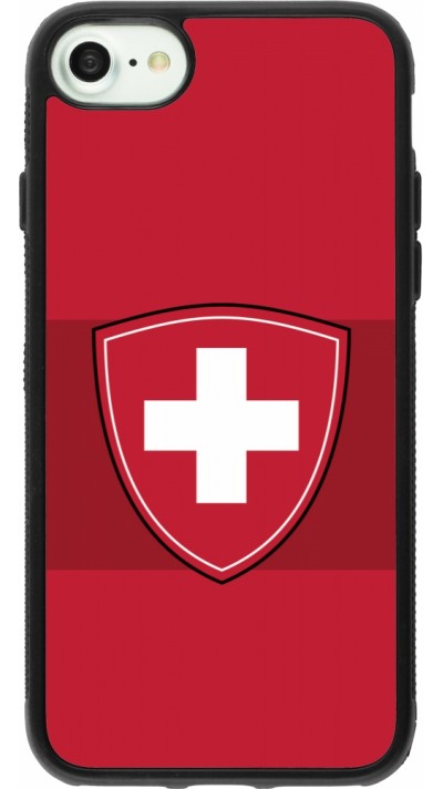 Coque iPhone 7 / 8 / SE (2020, 2022) - Silicone rigide noir Hockey World Championship Ecusson Suisse
