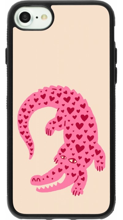 Coque iPhone 7 / 8 / SE (2020, 2022) - Silicone rigide noir Pink crocodile 2026
