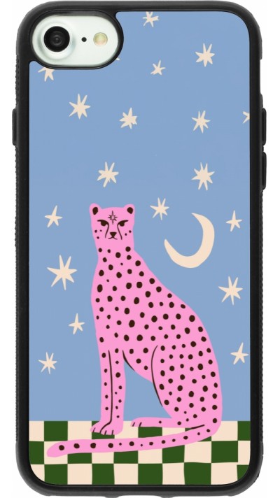 Coque iPhone 7 / 8 / SE (2020, 2022) - Silicone rigide noir Pink leopard with stars 2026