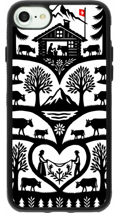 Coque iPhone 7 / 8 / SE (2020, 2022) - Silicone rigide noir Poya Suisse 2