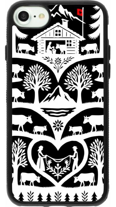 Coque iPhone 7 / 8 / SE (2020, 2022) - Silicone rigide noir Poya Suisse 2 noir