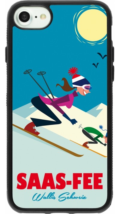 Coque iPhone 7 / 8 / SE (2020, 2022) - Silicone rigide noir Saas-Fee Ski Downhill