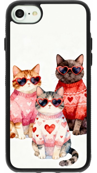 iPhone 7 / 8 / SE (2020, 2022) Case Hülle - Silikon schwarz Saint Valentines Day 26 Cat Love