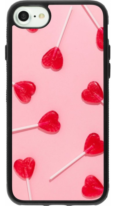 iPhone 7 / 8 / SE (2020, 2022) Case Hülle - Silikon schwarz Saint Valentines Day 26 Lollipop