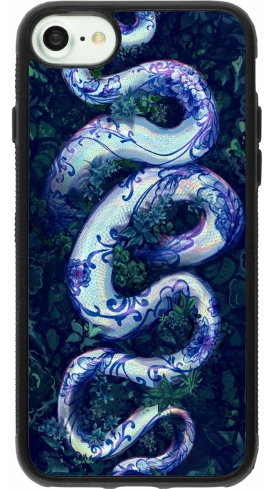 Coque iPhone 7 / 8 / SE (2020, 2022) - Silicone rigide noir Serpent Blue Anaconda