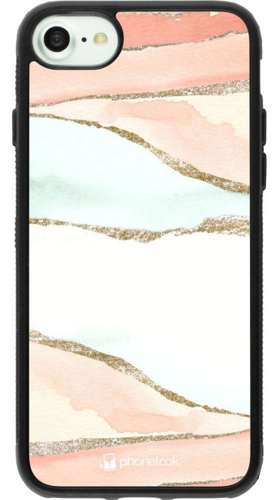 Coque iPhone 7 / 8 / SE (2020, 2022) - Silicone rigide noir Shimmering Orange