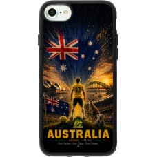Coque iPhone 7 / 8 / SE (2020, 2022) - Silicone rigide noir Football Australie splash 2026