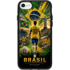 Coque iPhone 7 / 8 / SE (2020, 2022) - Silicone rigide noir Football Brésil splash 2026