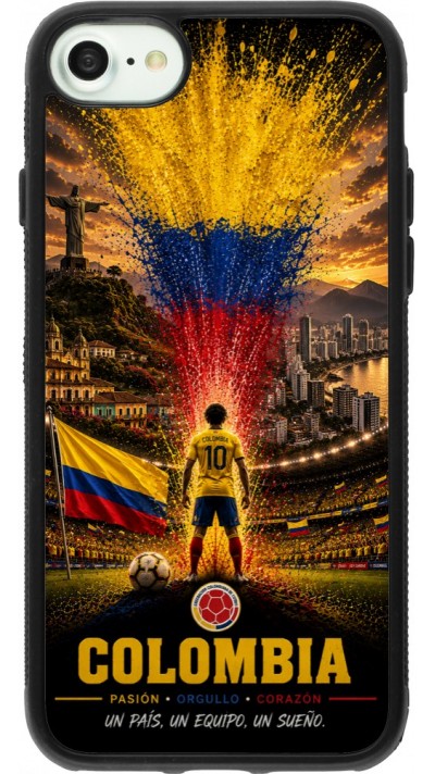 Coque iPhone 7 / 8 / SE (2020, 2022) - Silicone rigide noir Football Colombie splash 2026