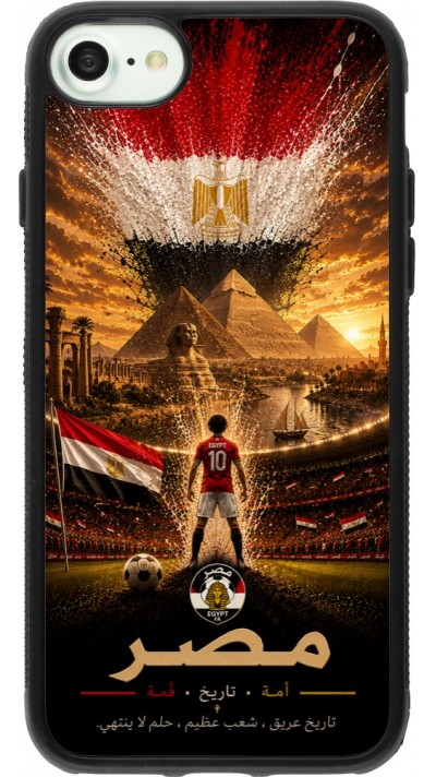 Coque iPhone 7 / 8 / SE (2020, 2022) - Silicone rigide noir Football Égypte splash 2026