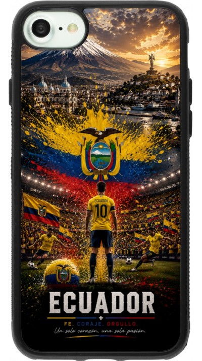 Coque iPhone 7 / 8 / SE (2020, 2022) - Silicone rigide noir Football Équateur splash 2026