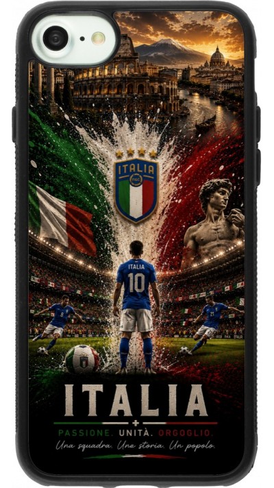 Coque iPhone 7 / 8 / SE (2020, 2022) - Silicone rigide noir Football Italie splash 2026