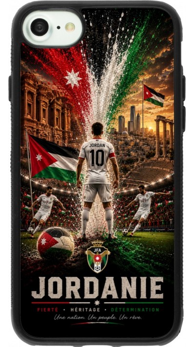 Coque iPhone 7 / 8 / SE (2020, 2022) - Silicone rigide noir Football Jordanie splash 2026