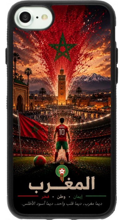 Coque iPhone 7 / 8 / SE (2020, 2022) - Silicone rigide noir Football Maroc splash 2026