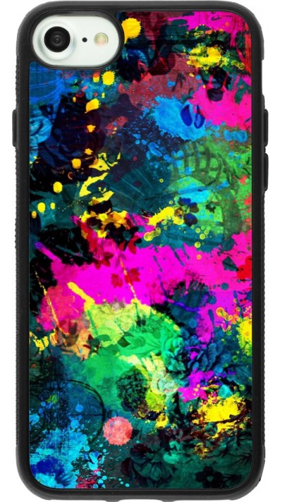 Coque iPhone 7 / 8 / SE (2020, 2022) - Silicone rigide noir splash paint