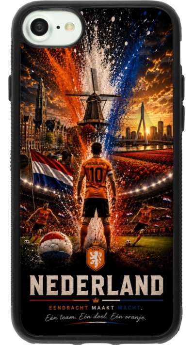 Coque iPhone 7 / 8 / SE (2020, 2022) - Silicone rigide noir Football Pays-Bas splash 2026