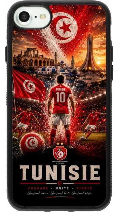 Coque iPhone 7 / 8 / SE (2020, 2022) - Silicone rigide noir Football Tunisie splash 2026