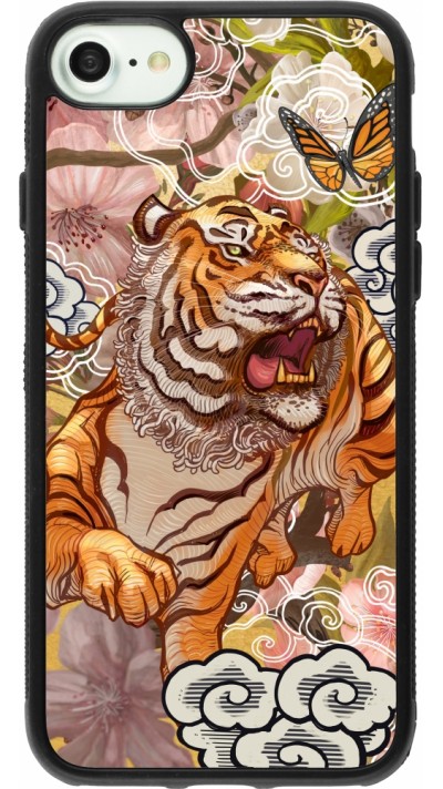 Coque iPhone 7 / 8 / SE (2020, 2022) - Silicone rigide noir Spring 23 japanese tiger