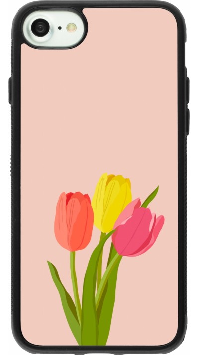 Coque iPhone 7 / 8 / SE (2020, 2022) - Silicone rigide noir Spring 23 tulip trio