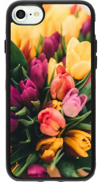 Coque iPhone 7 / 8 / SE (2020, 2022) - Silicone rigide noir Bouquet of tulips 2026