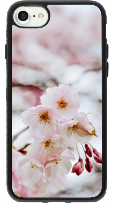 Coque iPhone 7 / 8 / SE (2020, 2022) - Silicone rigide noir Cherry tree 2026