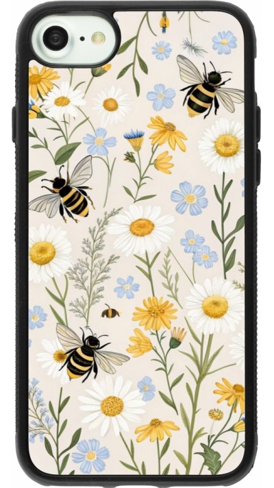 Coque iPhone 7 / 8 / SE (2020, 2022) - Silicone rigide noir Pattern bees 2026