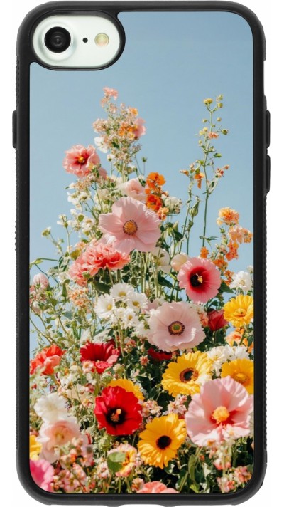 Coque iPhone 7 / 8 / SE (2020, 2022) - Silicone rigide noir Spring flowers 2026