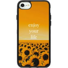 Coque iPhone 7 / 8 / SE (2020, 2022) - Silicone rigide noir Summer 2026 Enjoy your life