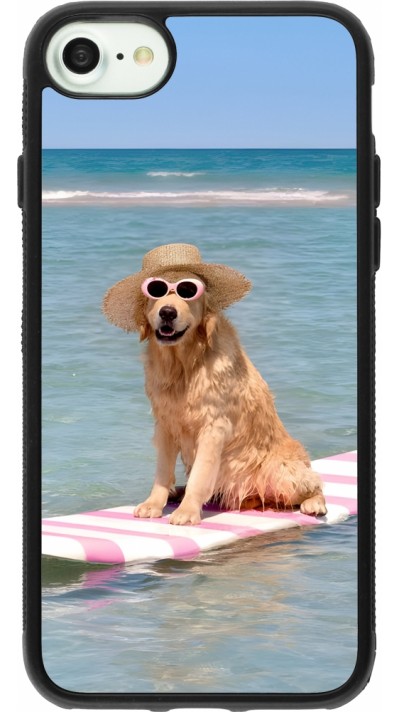 Coque iPhone 7 / 8 / SE (2020, 2022) - Silicone rigide noir Summer Dog on Paddle