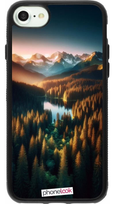 Coque iPhone 7 / 8 / SE (2020, 2022) - Silicone rigide noir Sunset Forest Lake