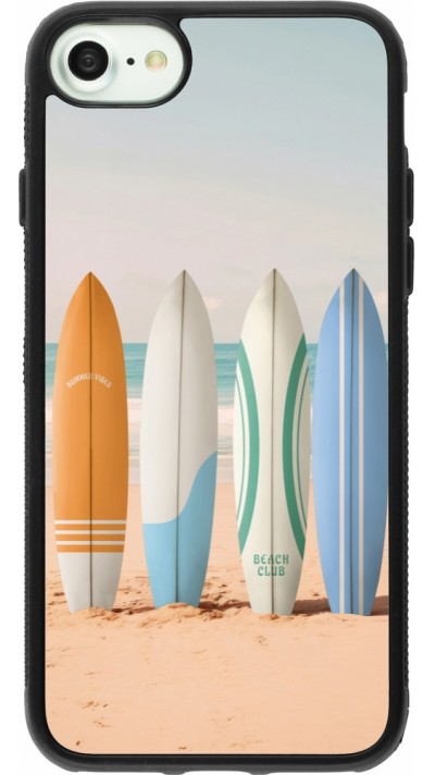 Coque iPhone 7 / 8 / SE (2020, 2022) - Silicone rigide noir Summer surfboard 2025