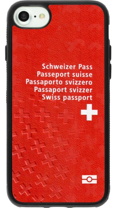 Coque iPhone 7 / 8 / SE (2020, 2022) - Silicone rigide noir Swiss Passport