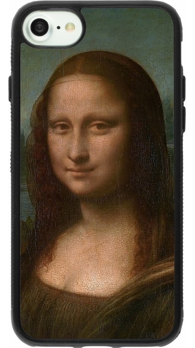 Coque iPhone 7 / 8 / SE (2020, 2022) - Silicone rigide noir Tableau art - La Joconde - Léonard de Vinci