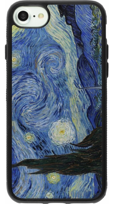 Coque iPhone 7 / 8 / SE (2020, 2022) - Silicone rigide noir Tableau art - La Nuit étoilée - Van Gogh