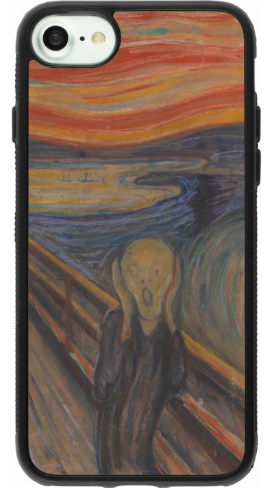 Coque iPhone 7 / 8 / SE (2020, 2022) - Silicone rigide noir Tableau art - Le Cri - Edvard Munch