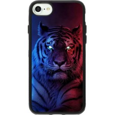 Coque iPhone 7 / 8 / SE (2020, 2022) - Silicone rigide noir Tiger Blue Red
