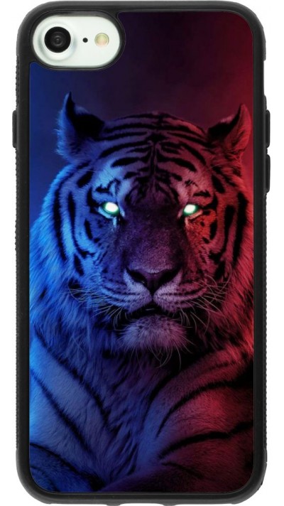 Coque iPhone 7 / 8 / SE (2020, 2022) - Silicone rigide noir Tiger Blue Red