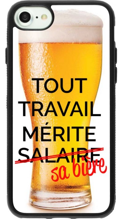 Coque iPhone 7 / 8 / SE (2020, 2022) - Silicone rigide noir Tout travail mérite sa bière