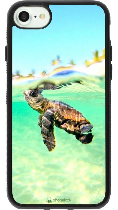 Coque iPhone 7 / 8 / SE (2020, 2022) - Silicone rigide noir Turtle Underwater