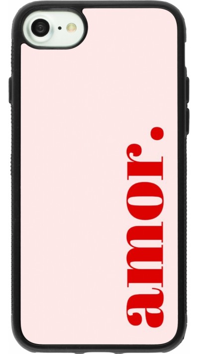 Coque iPhone 7 / 8 / SE (2020, 2022) - Silicone rigide noir Valentine 2024 amor
