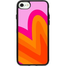 Coque iPhone 7 / 8 / SE (2020, 2022) - Silicone rigide noir Valentine 2024 heart gradient