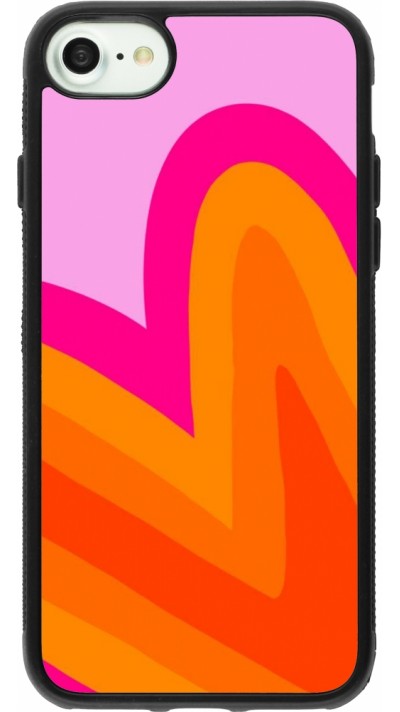 Coque iPhone 7 / 8 / SE (2020, 2022) - Silicone rigide noir Valentine 2024 heart gradient