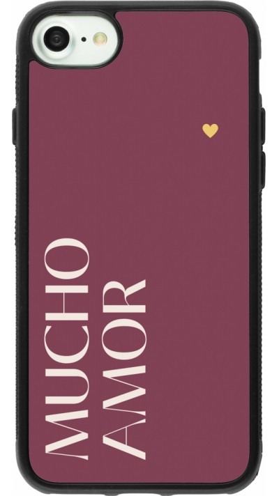 Coque iPhone 7 / 8 / SE (2020, 2022) - Silicone rigide noir Valentine 2024 mucho amor rosado