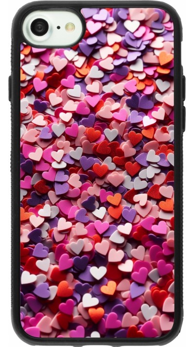 Coque iPhone 7 / 8 / SE (2020, 2022) - Silicone rigide noir Valentine 2025 Confetti