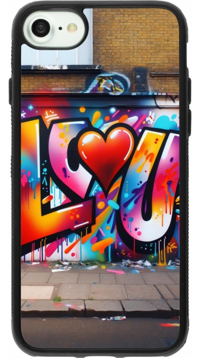 Coque iPhone 7 / 8 / SE (2020, 2022) - Silicone rigide noir Valentine 2025 Love U Tag