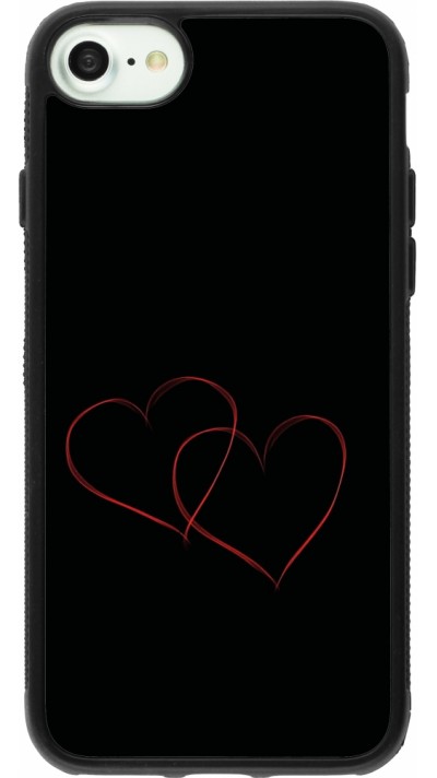 Coque iPhone 7 / 8 / SE (2020, 2022) - Silicone rigide noir Valentine 2023 attached heart