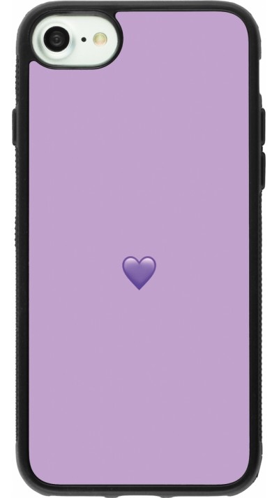 Coque iPhone 7 / 8 / SE (2020, 2022) - Silicone rigide noir Valentine 2023 purpule single heart