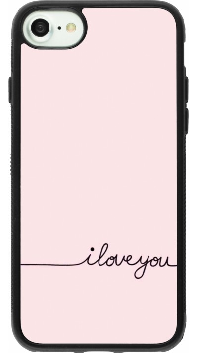 Coque iPhone 7 / 8 / SE (2020, 2022) - Silicone rigide noir Valentine 2023 i love you writing
